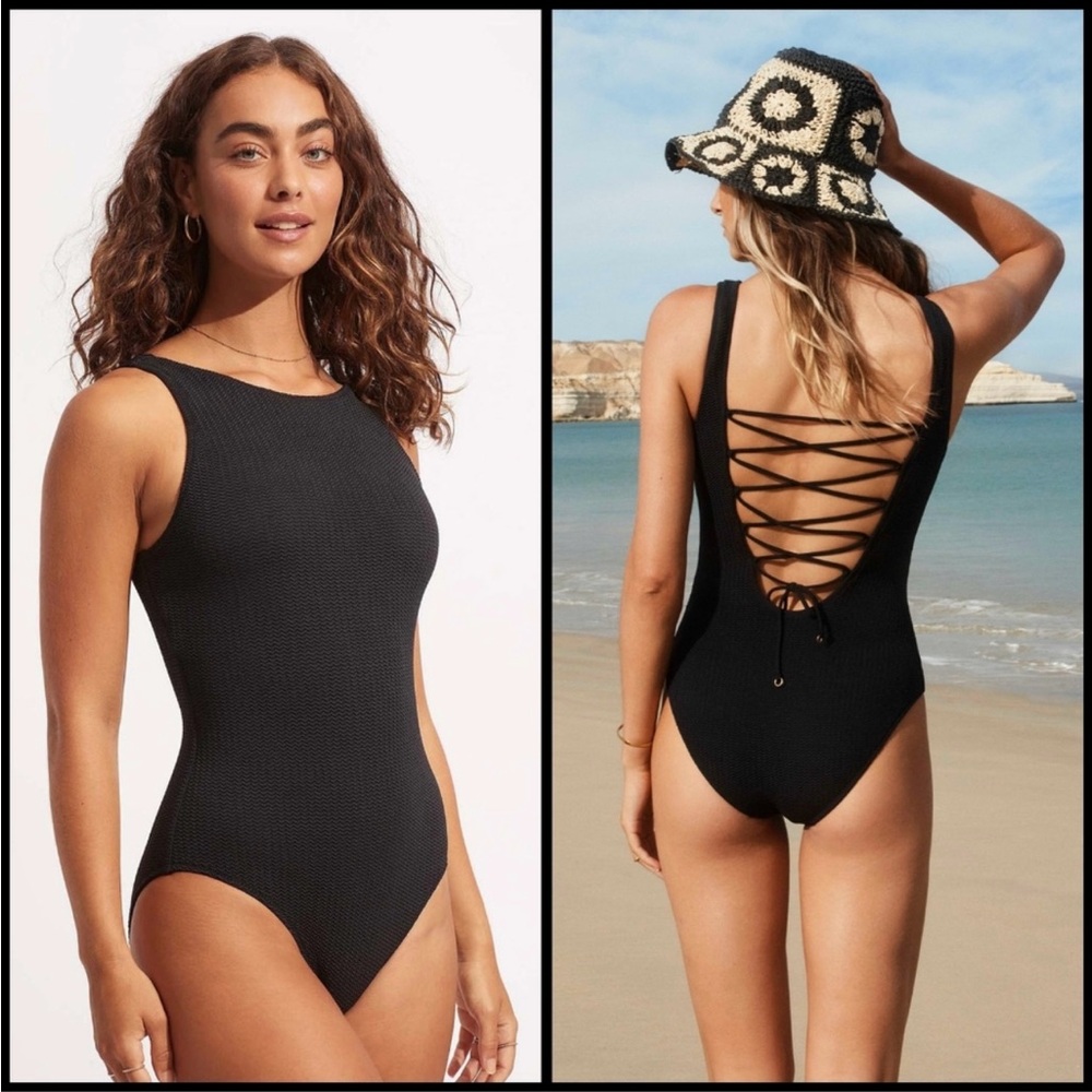 NWOT SEAFOLLY SEA DIVE DEEP ONE PIECE - BLACK - SZ US 10